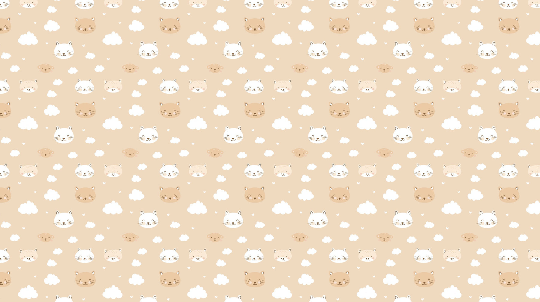 Detailed animal heads and clouds mural wallpaper design pattern with cute characters by Kids-Mundo