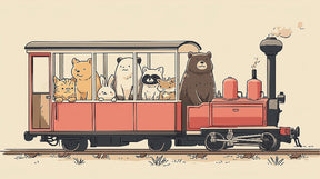 Detailed animal train mural wallpaper design pattern with safari friends by Kids-Mundo