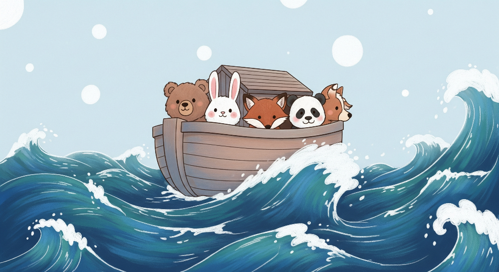 Cute Animal Friends Sailing Boat Wall Mural
