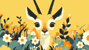Detailed antelope and floral mural wallpaper design pattern by Kids-Mundo