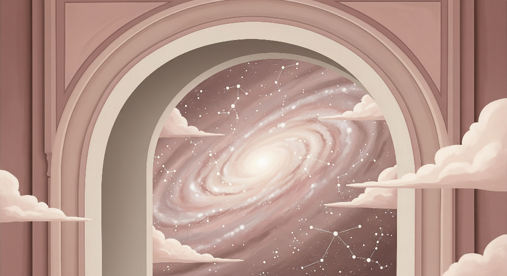 Kids-Mundo flat artwork preview of the cloudy archway spiral galaxy wall mural design