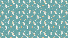Detailed astronaut bunny mural wallpaper design pattern showing space explorer rabbits by Kids-Mundo