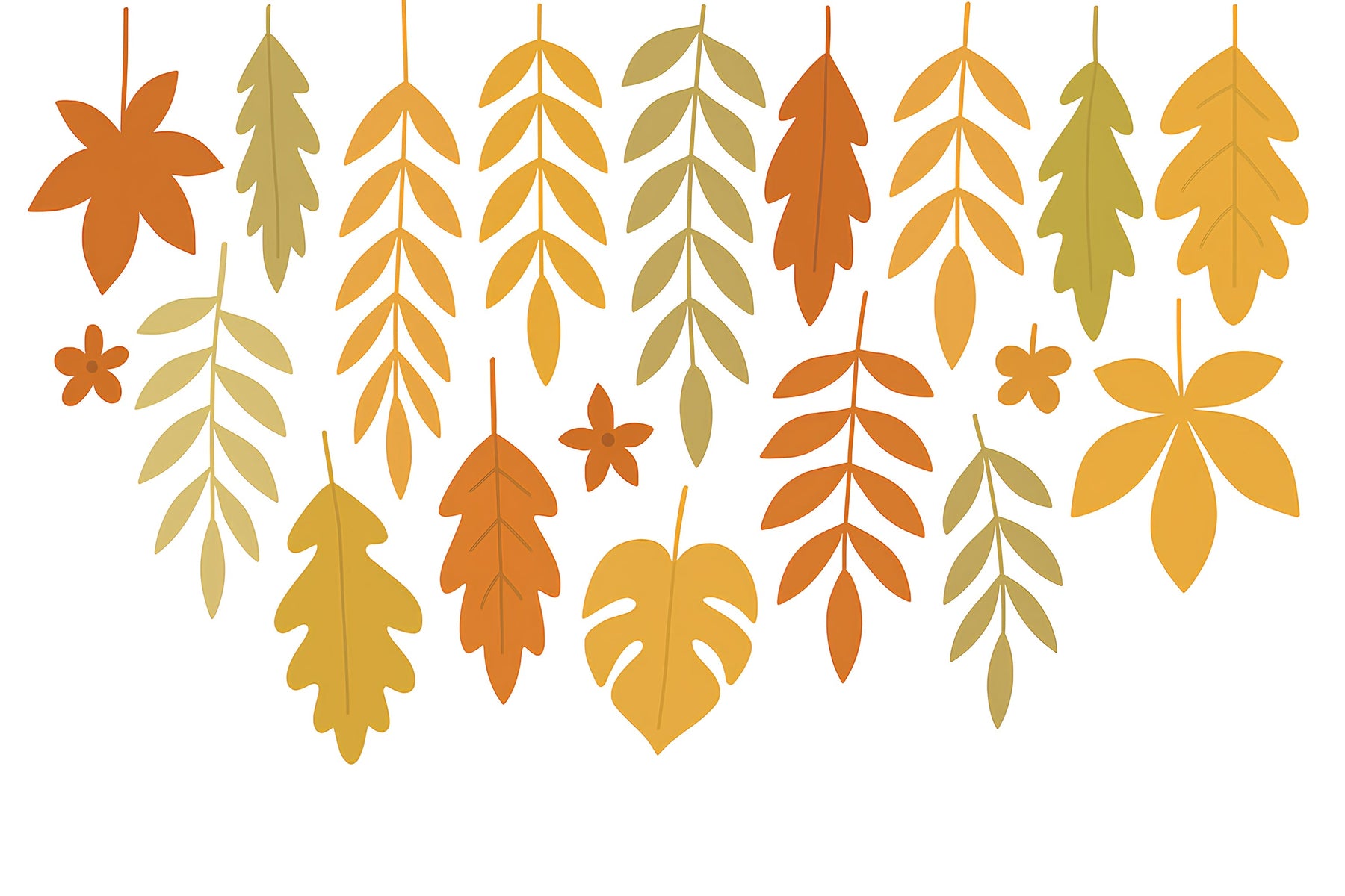 Detailed autumn leaves mural wallpaper design pattern with orange and green foliage by Kids-Mundo