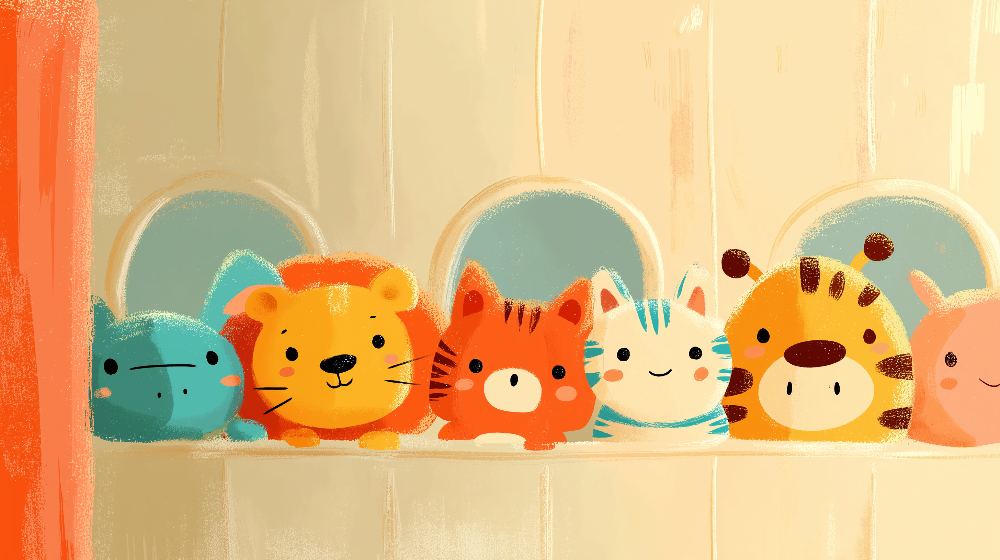 Cute Animal Friends Row Wall Mural