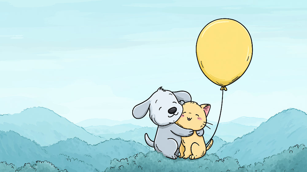 Detailed baby animals mural wallpaper design pattern showing puppy kitten friendship by Kids-Mundo