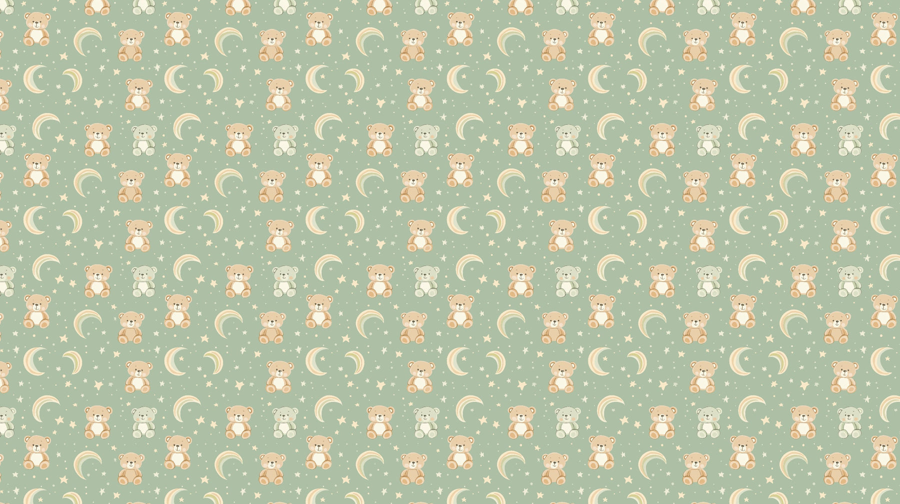 Detailed baby bears and rainbow mural wallpaper design pattern by Kids-Mundo