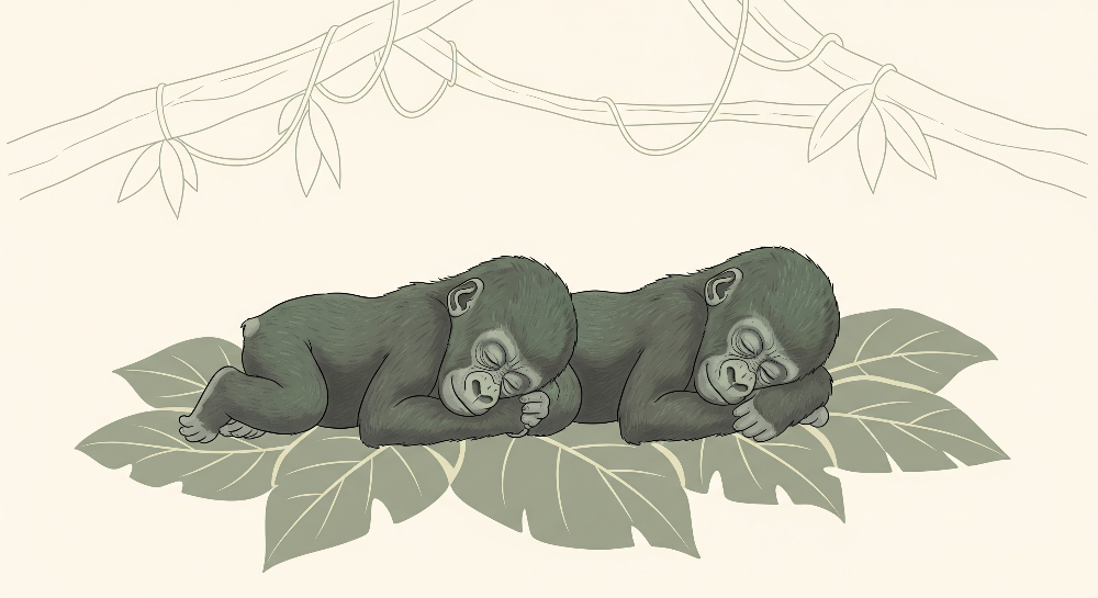 Sleeping Baby Gorillas Jungle Wall Mural