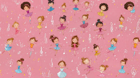 Detailed ballet dance mural wallpaper design pattern with ballerinas and musical notes by Kids-Mundo
