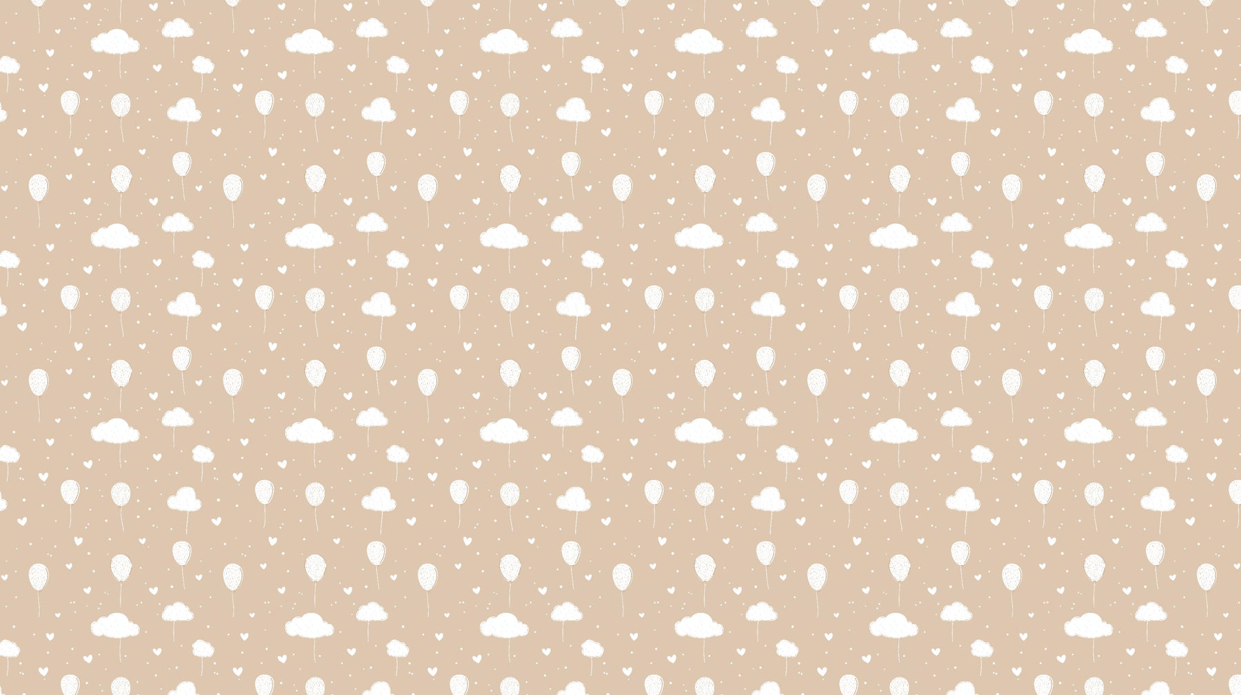 Detailed balloon and cloud mural wallpaper design pattern on beige background by Kids-Mundo