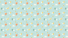 Detailed balloon and star mural wallpaper design pattern with heart shapes by Kids-Mundo