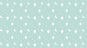 Detailed white balloons and stars mural wallpaper design pattern on mint green by Kids-Mundo
