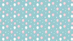 Detailed pink white balloon mural wallpaper design pattern with stars on blue background