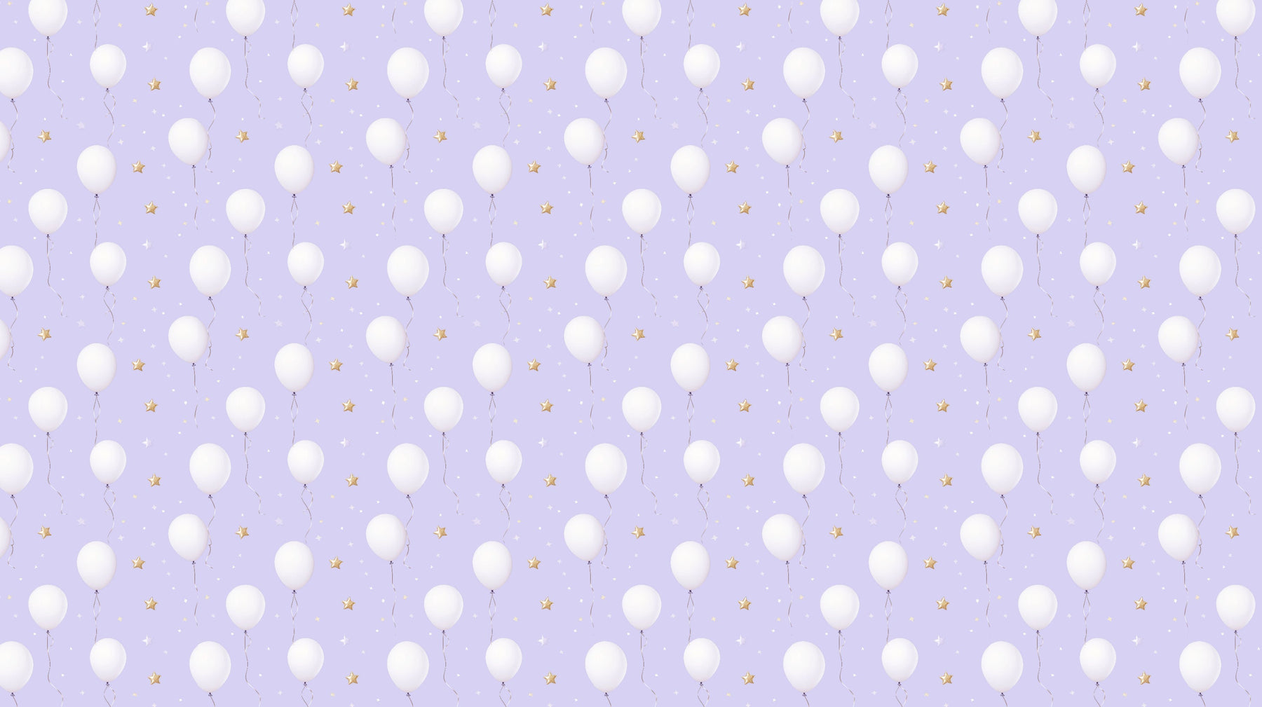 Detailed white balloon and golden stars mural wallpaper design pattern by Kids-Mundo