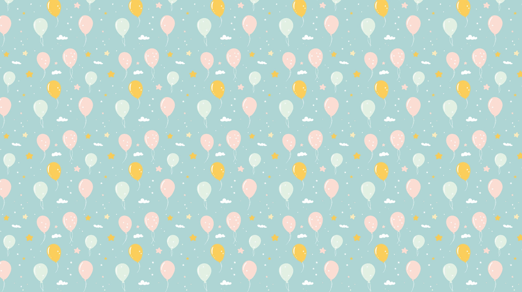 Detailed balloon and cloud mural wallpaper design pattern with pastel colors by Kids-Mundo