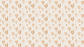 Detailed hot air balloon and stars mural wallpaper design pattern in soft beige by Kids-Mundo