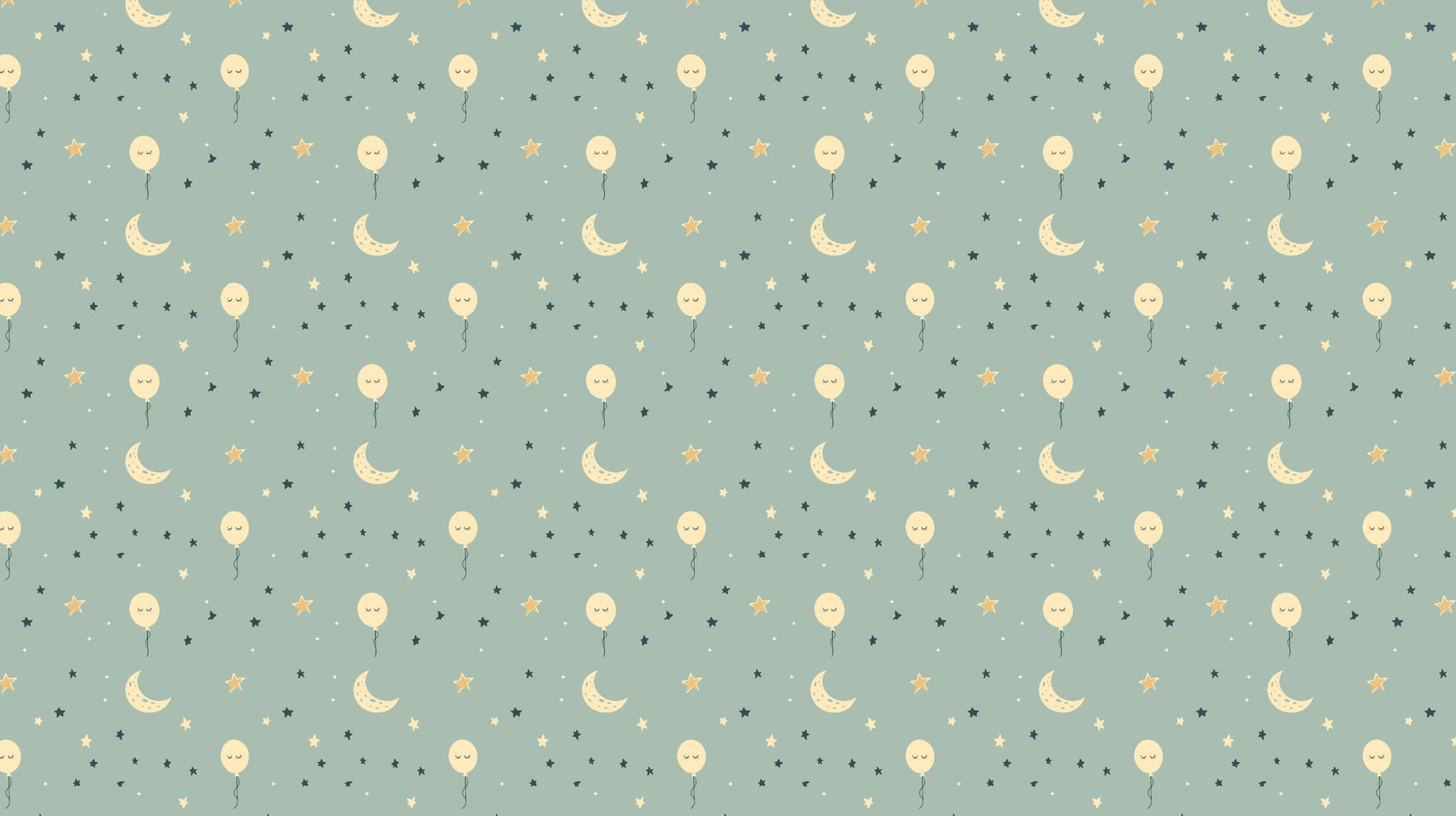 Detailed balloon and stars mural wallpaper design pattern with celestial motifs by Kids-Mundo