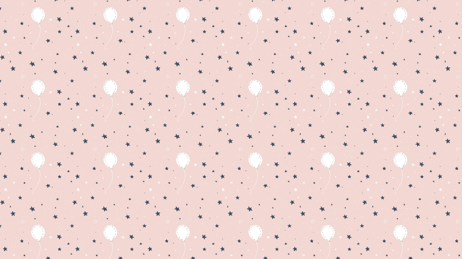 Detailed pink balloons and mountain stars mural wallpaper design pattern by Kids-Mundo