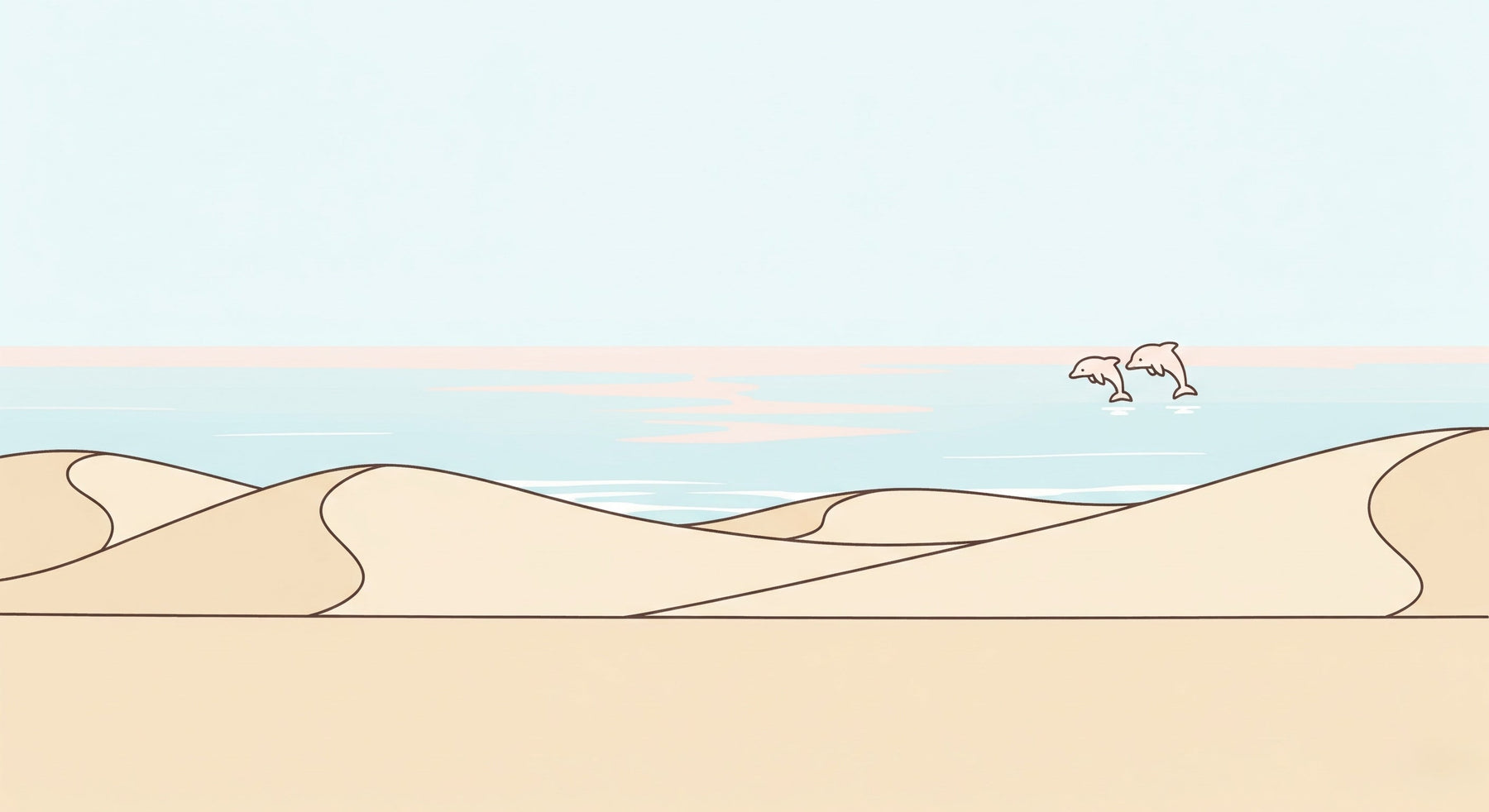 Detailed beach dolphins and dunes mural wallpaper design pattern by Kids-Mundo