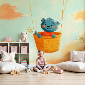 Bear cloud mural wallpaper creating dreamy sky atmosphere in modern nursery by Kids-Mundo