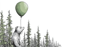Detailed bear with balloon forest mural wallpaper design pattern by Kids-Mundo