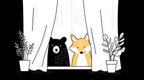 Detailed bear and fox window scene mural wallpaper design pattern by Kids-Mundo