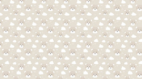 Detailed bear head mural wallpaper design pattern with cloudy beige background by Kids-Mundo