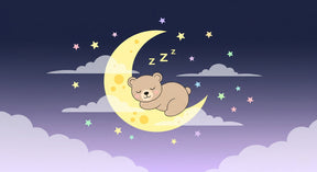 Detailed bear moon mural wallpaper design pattern with sleeping bear and stars by Kids-Mundo