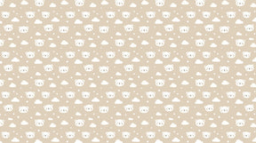 Detailed bear faces mural wallpaper design pattern with beige background by Kids-Mundo