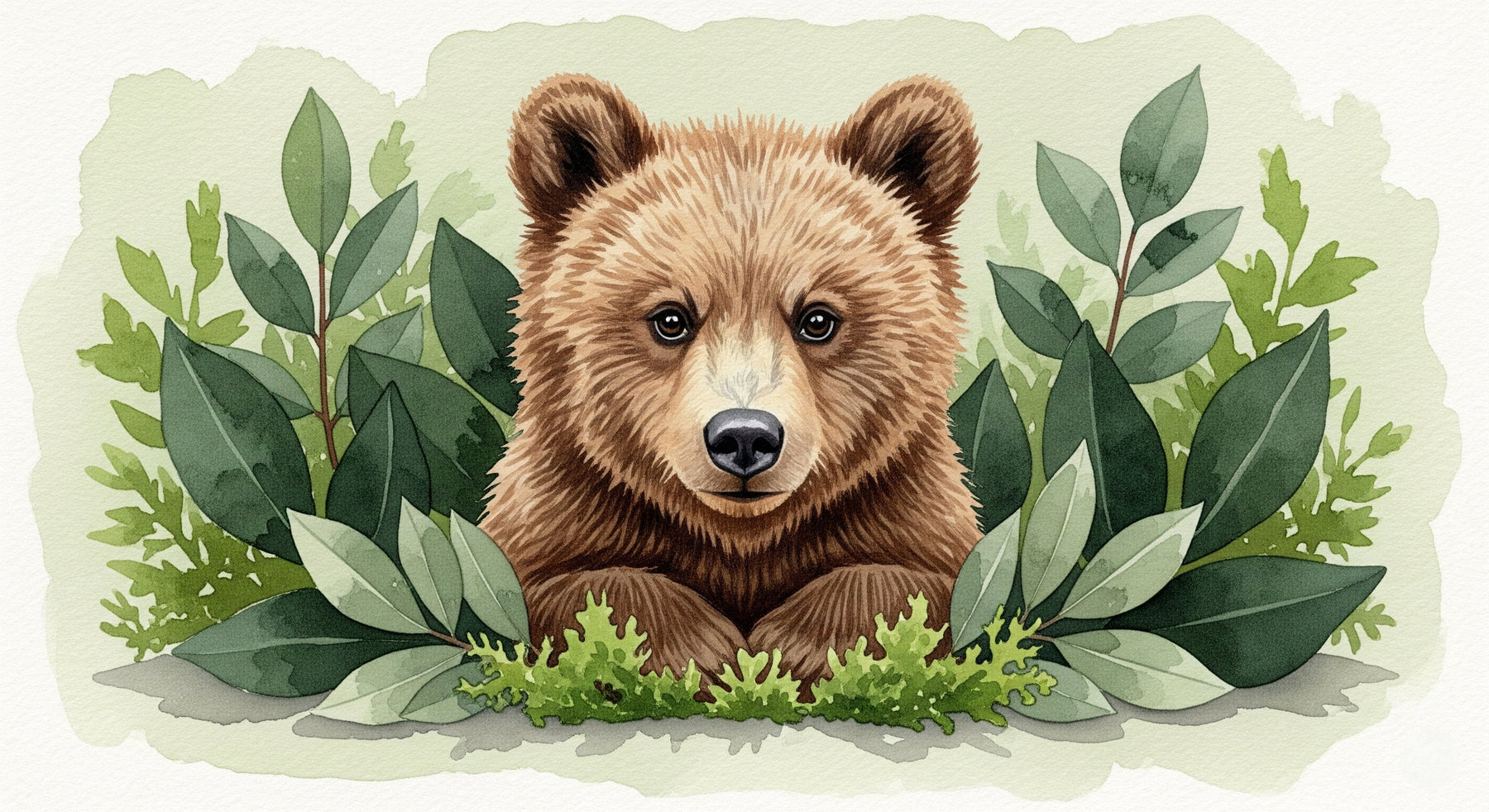 Detailed bear and foliage mural wallpaper design pattern by Kids-Mundo