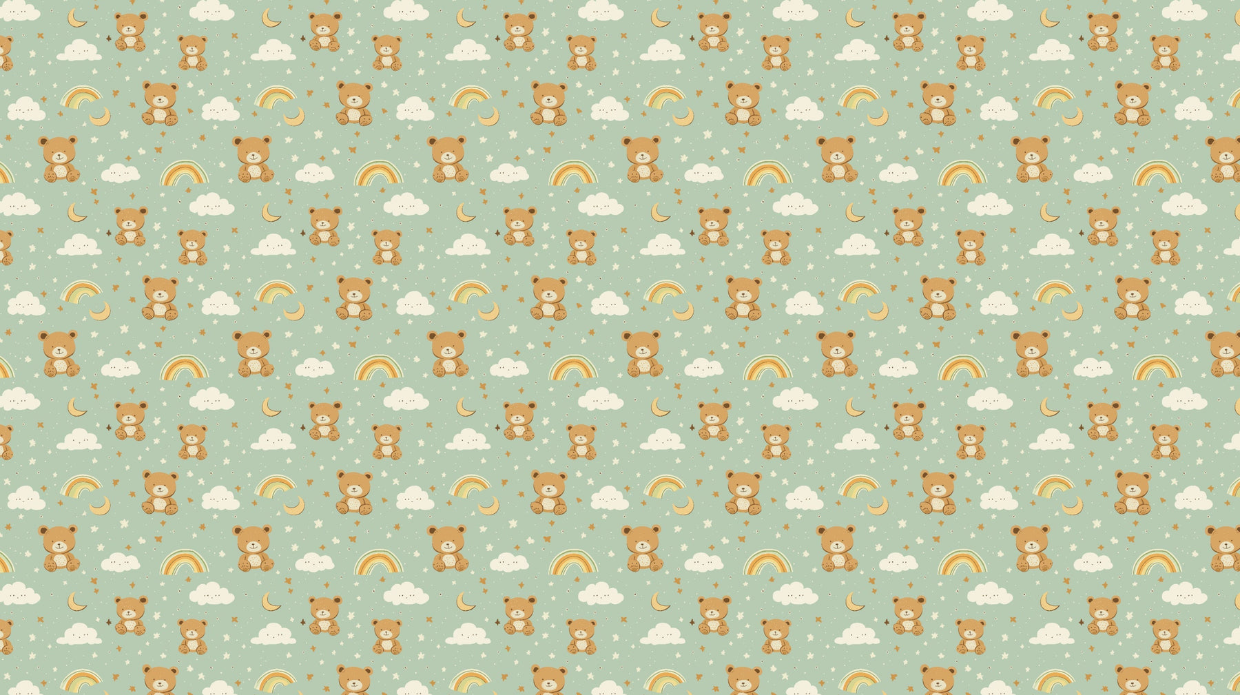 Detailed bear cubs and clouds mural wallpaper design pattern by Kids-Mundo