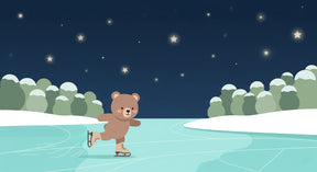 Detailed bear skating winter mural wallpaper design pattern with stars by Kids-Mundo