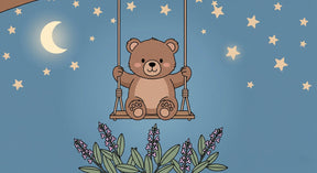 Detailed bear swing starry night mural wallpaper design pattern by Kids-Mundo