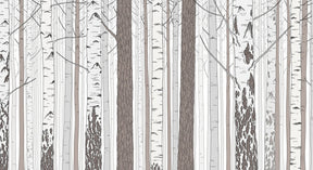 Detailed birch forest mural wallpaper design pattern showing tree trunks by Kids-Mundo