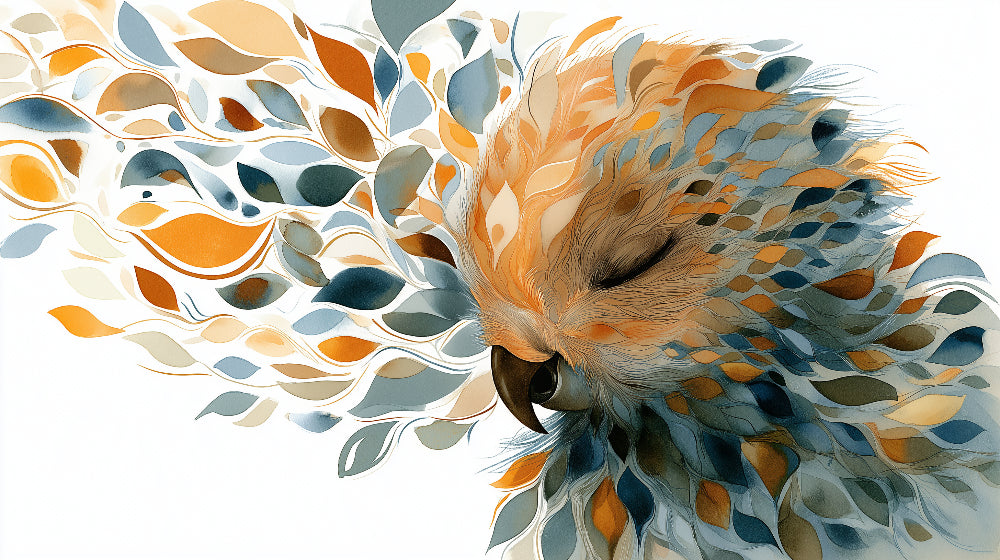Detailed bird and colorful foliage mural wallpaper design pattern by Kids-Mundo