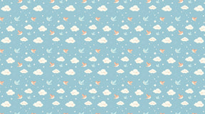 Detailed birds and clouds mural wallpaper design pattern on blue background by Kids-Mundo