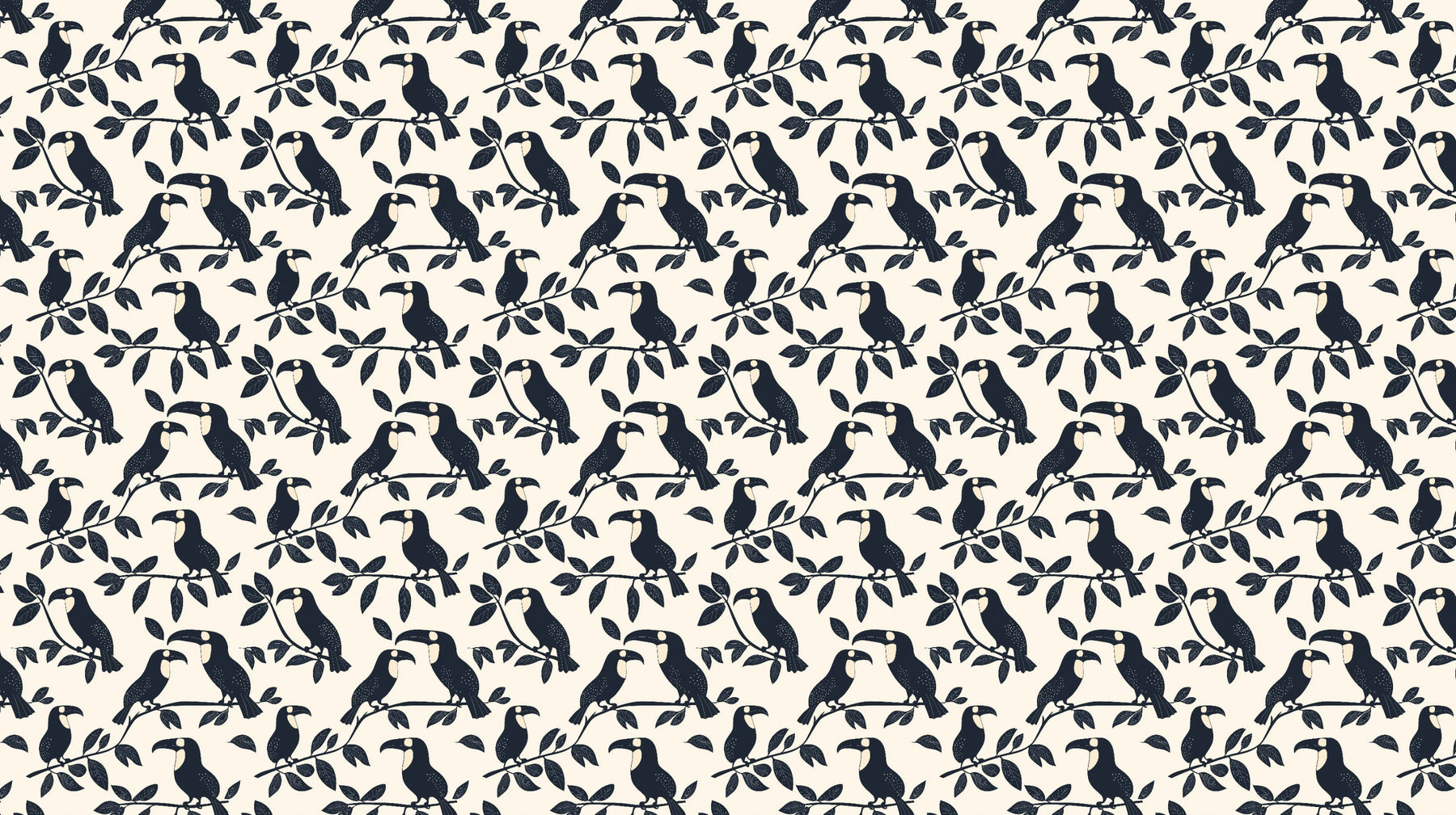 Detailed tropical bird mural wallpaper design pattern showing exotic birds on leafy branches by Kids-Mundo