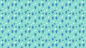 Detailed blue balloons and sparkling stars mural wallpaper design pattern by Kids-Mundo