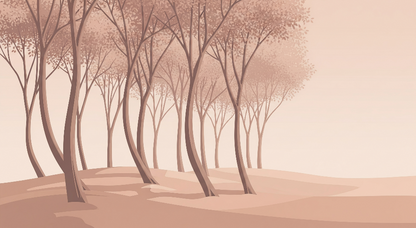 Kids-Mundo flat artwork preview of the blush pastel forest trees wall mural
