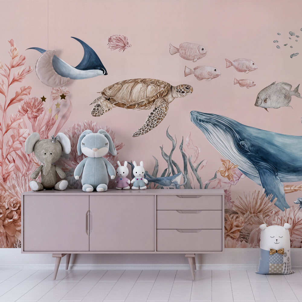 Ocean reef wall mural by Kids-Mundo with coral and fish on a kids bedroom wall