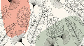 Detailed botanical foliage mural wallpaper design pattern with delicate leaves by Kids-Mundo