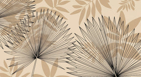 Detailed botanical leaves mural wallpaper design pattern showing graphic leaf motifs by Kids-Mundo