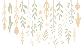 Detailed botanical foliage mural wallpaper design pattern with delicate leaves and branches by Kids-Mundo