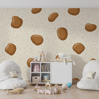 Kids-Mundo brown pebble pattern wall mural bringing texture to a children's playroom
