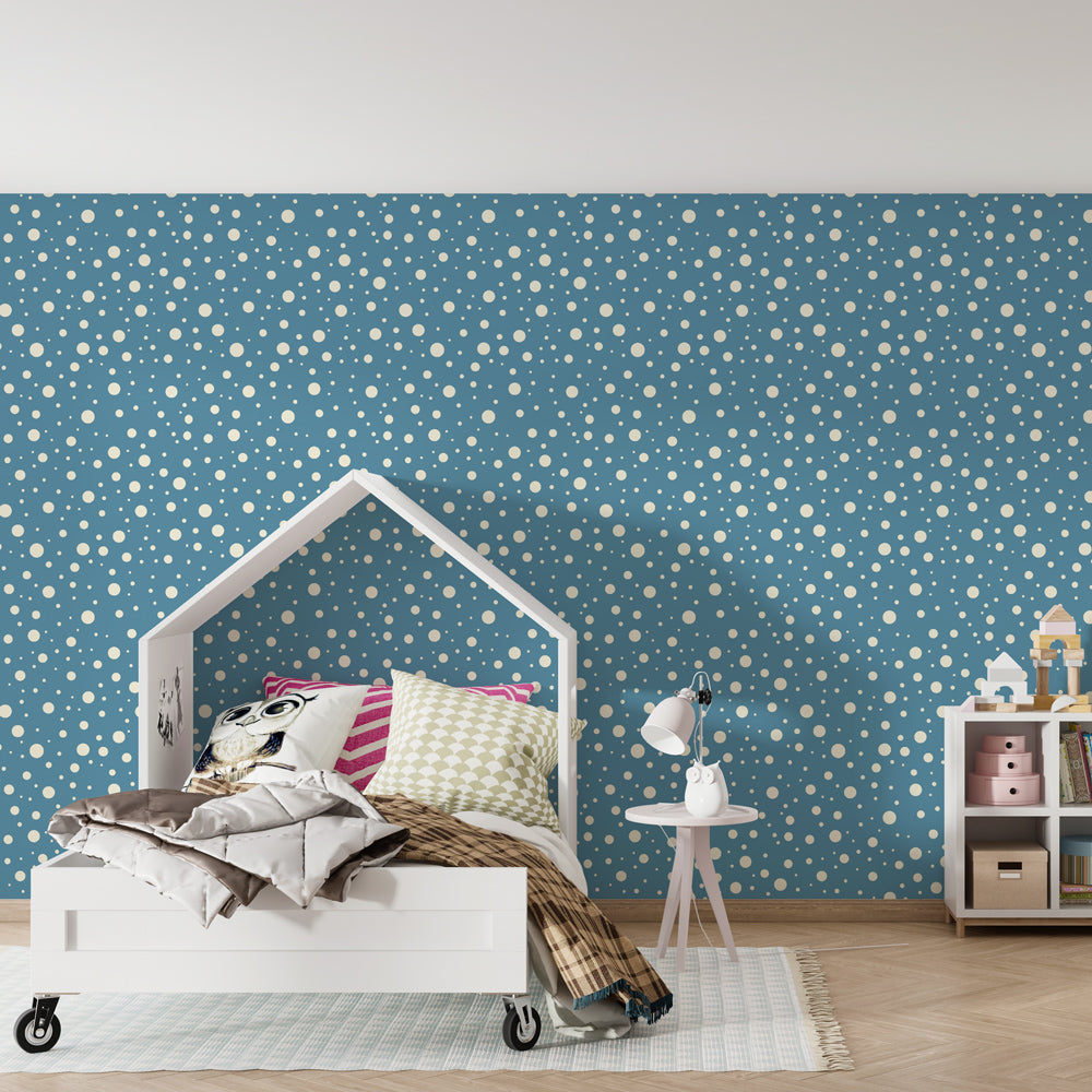 Playful bubble pattern wallpaper transforming kids playroom into dreamy space by Kids-Mundo