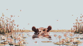 Detailed bunny and floral meadow mural wallpaper design pattern by Kids-Mundo