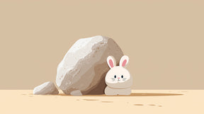 Detailed bunny behind stone mural wallpaper design pattern in neutral tones by Kids-Mundo