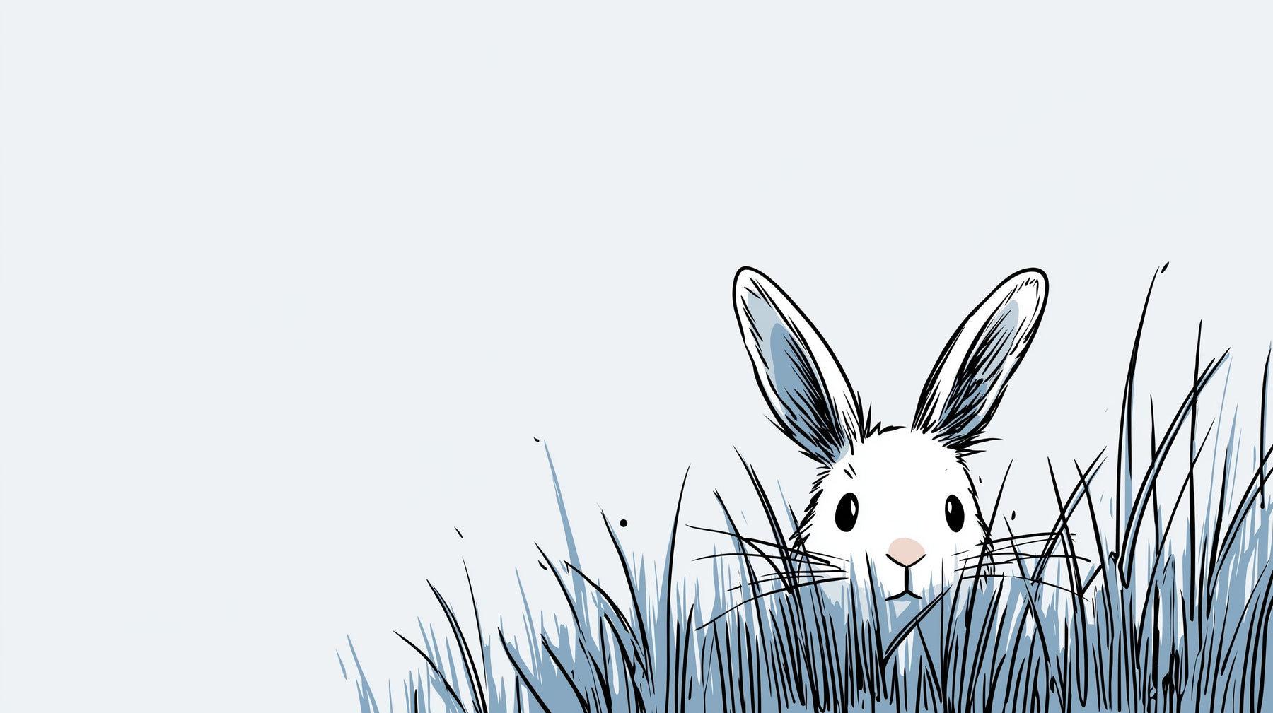 Detailed bunny mural wallpaper design pattern showing curious rabbit emerging from grass by Kids-Mundo