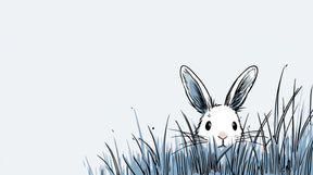 Detailed bunny mural wallpaper design pattern showing curious rabbit emerging from grass by Kids-Mundo