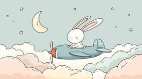 Detailed bunny pilot aviation mural wallpaper design pattern by Kids-Mundo