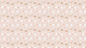 Detailed bunny rainbow mural wallpaper design pattern with hearts by Kids-Mundo